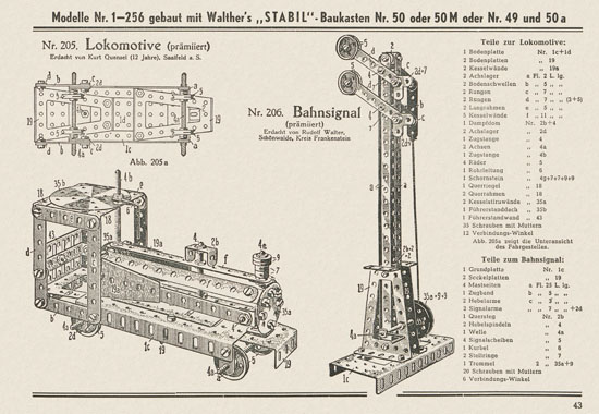 Walther Metall-Baukasten Stabil Katalog 1951