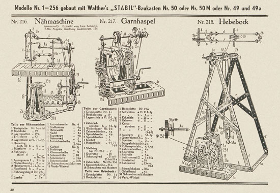 Walther Metall-Baukasten Stabil Katalog 1951