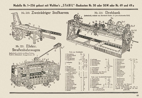 Walther Metall-Baukasten Stabil Katalog 1951