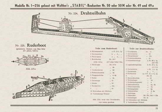 Walther Metall-Baukasten Stabil Katalog 1951