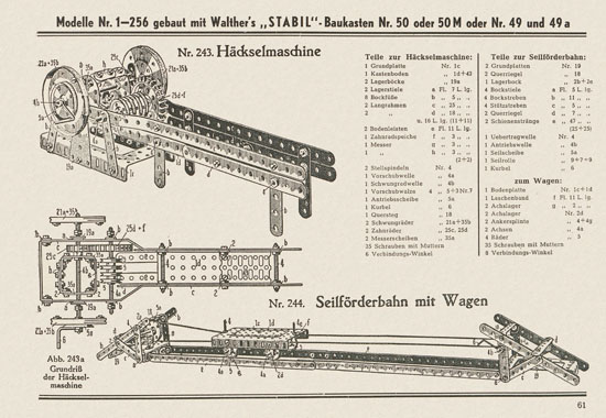 Walther Metall-Baukasten Stabil Katalog 1951