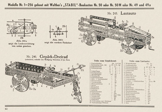 Walther Metall-Baukasten Stabil Katalog 1951