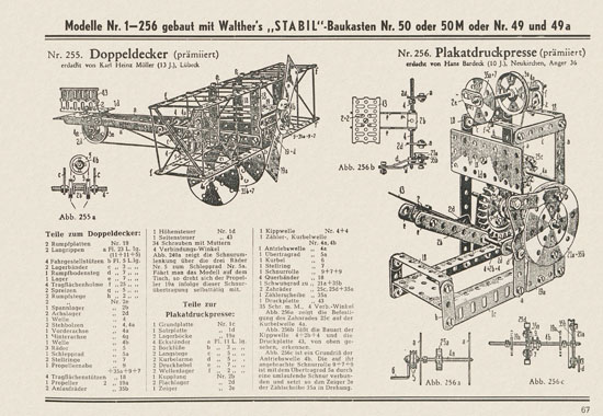 Walther Metall-Baukasten Stabil Katalog 1951