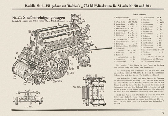 Walther Metall-Baukasten Stabil Katalog 1951