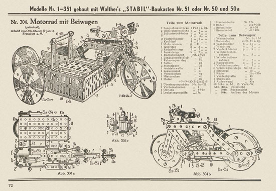 Walther Metall-Baukasten Stabil Katalog 1951