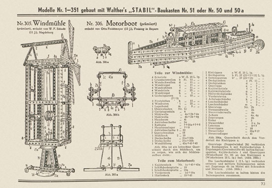 Walther Metall-Baukasten Stabil Katalog 1951