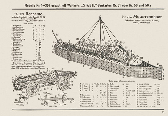 Walther Metall-Baukasten Stabil Katalog 1951