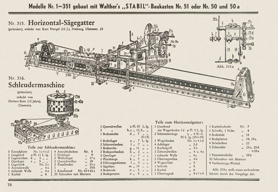 Walther Metall-Baukasten Stabil Katalog 1951