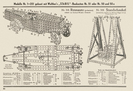 Walther Metall-Baukasten Stabil Katalog 1951