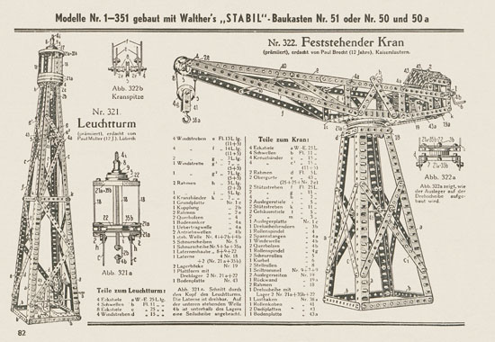 Walther Metall-Baukasten Stabil Katalog 1951