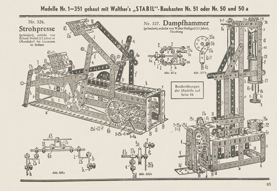 Walther Metall-Baukasten Stabil Katalog 1951