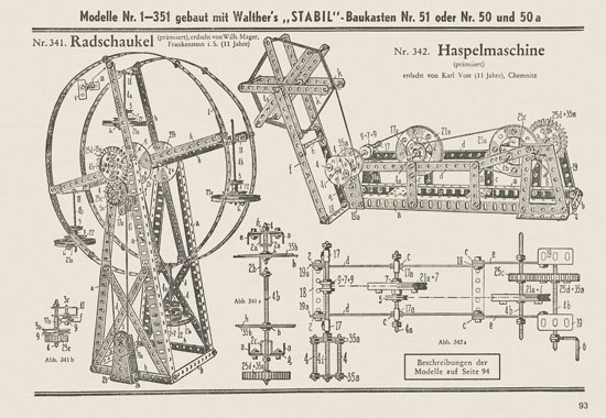 Walther Metall-Baukasten Stabil Katalog 1951