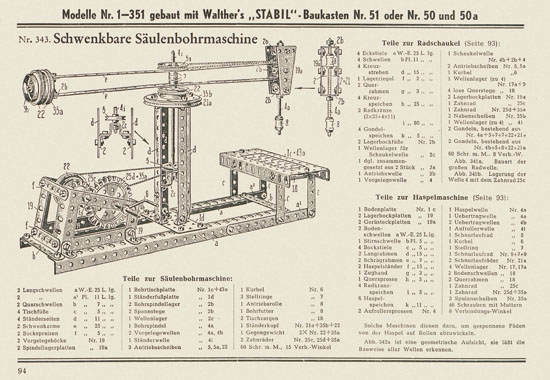 Walther Metall-Baukasten Stabil Katalog 1951