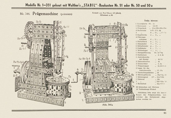 Walther Metall-Baukasten Stabil Katalog 1951