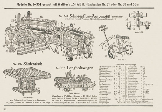 Walther Metall-Baukasten Stabil Katalog 1951