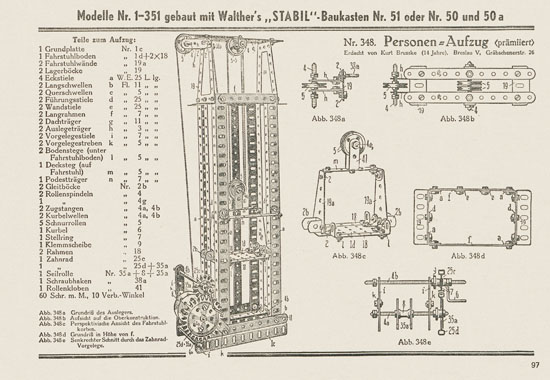 Walther Metall-Baukasten Stabil Katalog 1951