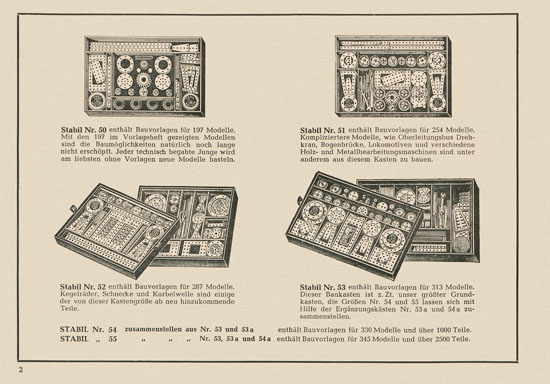 Walther Metall-Baukasten Stabil Katalog 1952