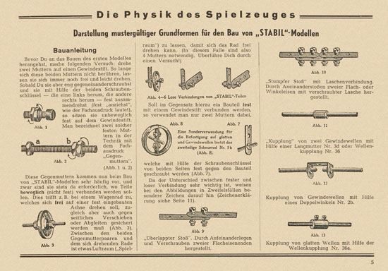 Walther Metall-Baukasten Stabil Katalog 1952