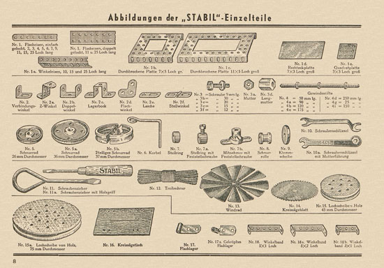 Walther Metall-Baukasten Stabil Katalog 1952