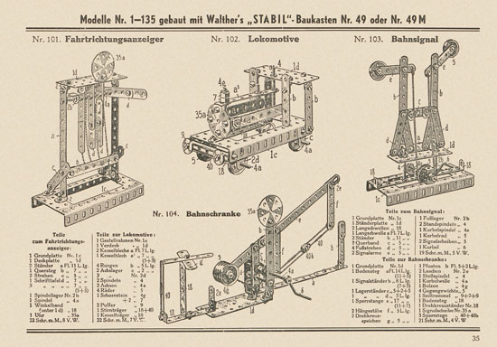 Walther Metall-Baukasten Stabil Katalog 1952