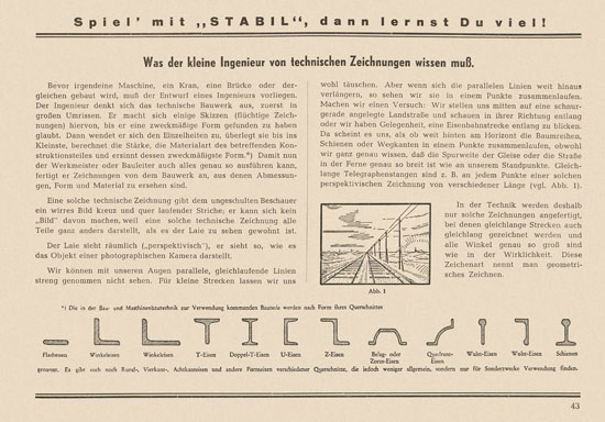 Walther Metall-Baukasten Stabil Katalog 1952