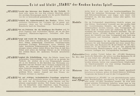 Walther Metall-Baukasten Stabil Katalog 1953