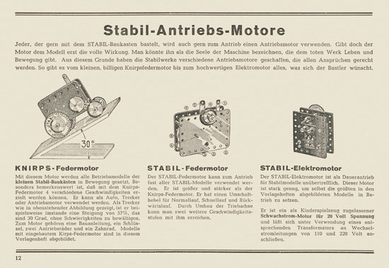 Walther Metall-Baukasten Stabil Katalog 1953