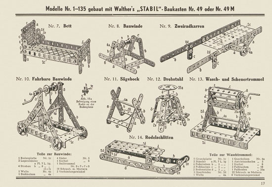 Walther Metall-Baukasten Stabil Katalog 1953