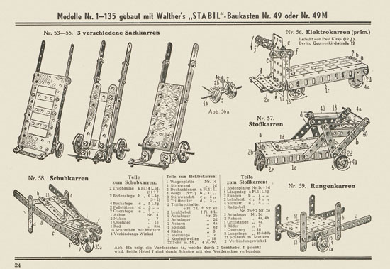 Walther Metall-Baukasten Stabil Katalog 1953