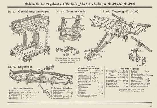 Walther Metall-Baukasten Stabil Katalog 1953