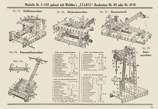 Walther Metall-Baukasten Stabil Katalog 1953