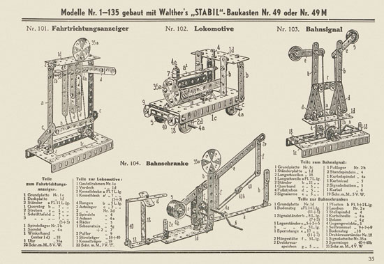 Walther Metall-Baukasten Stabil Katalog 1953