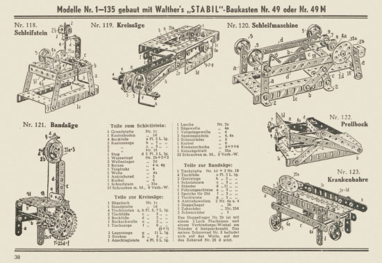 Walther Metall-Baukasten Stabil Katalog 1953