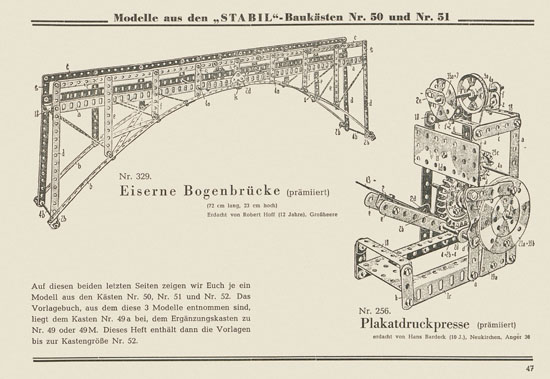 Walther Metall-Baukasten Stabil Katalog 1953