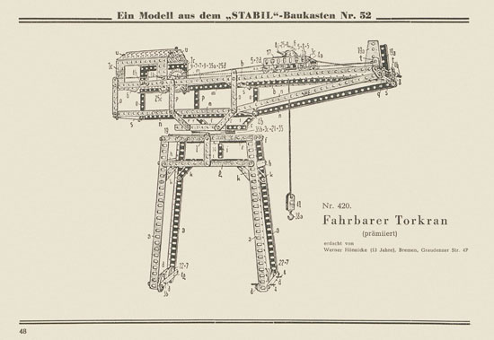 Walther Metall-Baukasten Stabil Katalog 1953