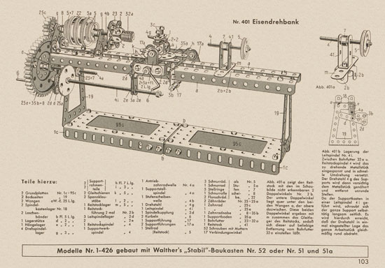 Walther Metall-Baukasten Stabil Katalog 1956