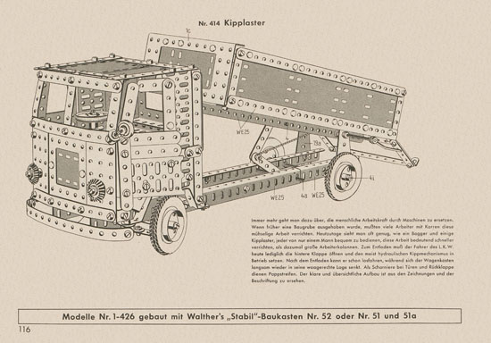 Walther Metall-Baukasten Stabil Katalog 1956