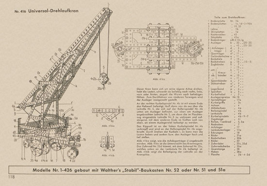 Walther Metall-Baukasten Stabil Katalog 1956