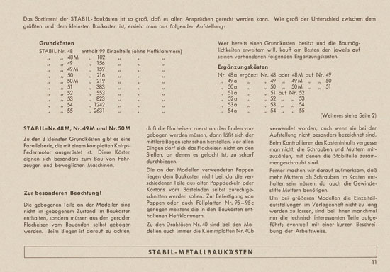 Walther Metall-Baukasten Stabil Katalog 1956