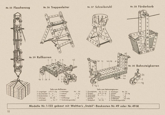 Walther Metall-Baukasten Stabil Katalog 1956