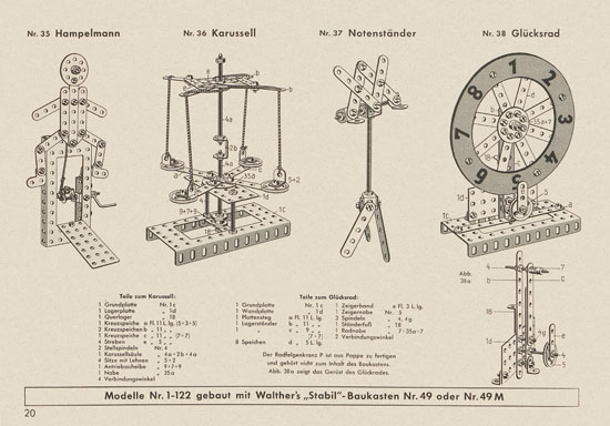 Walther Metall-Baukasten Stabil Katalog 1956