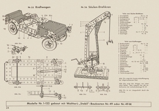 Walther Metall-Baukasten Stabil Katalog 1956