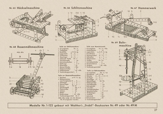 Walther Metall-Baukasten Stabil Katalog 1956