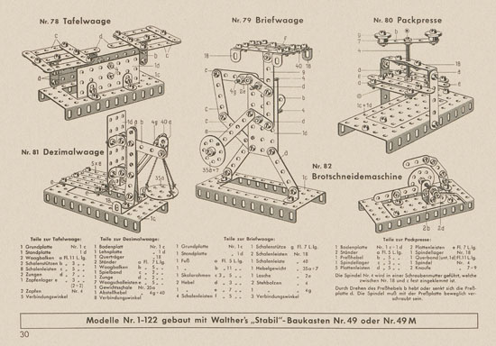 Walther Metall-Baukasten Stabil Katalog 1956