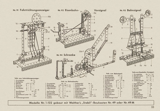 Walther Metall-Baukasten Stabil Katalog 1956