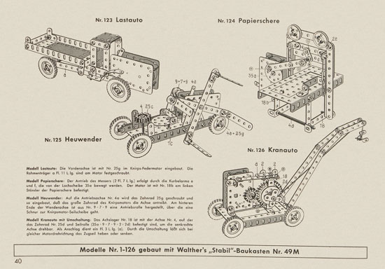 Walther Metall-Baukasten Stabil Katalog 1956