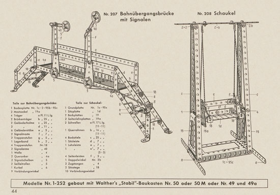 Walther Metall-Baukasten Stabil Katalog 1956