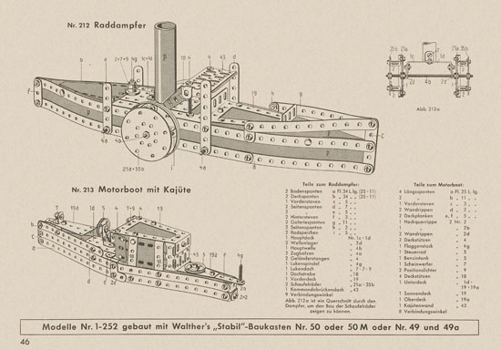 Walther Metall-Baukasten Stabil Katalog 1956