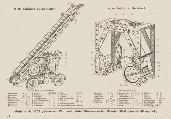 Walther Metall-Baukasten Stabil Katalog 1956