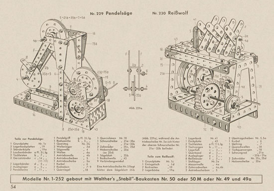 Walther Metall-Baukasten Stabil Katalog 1956